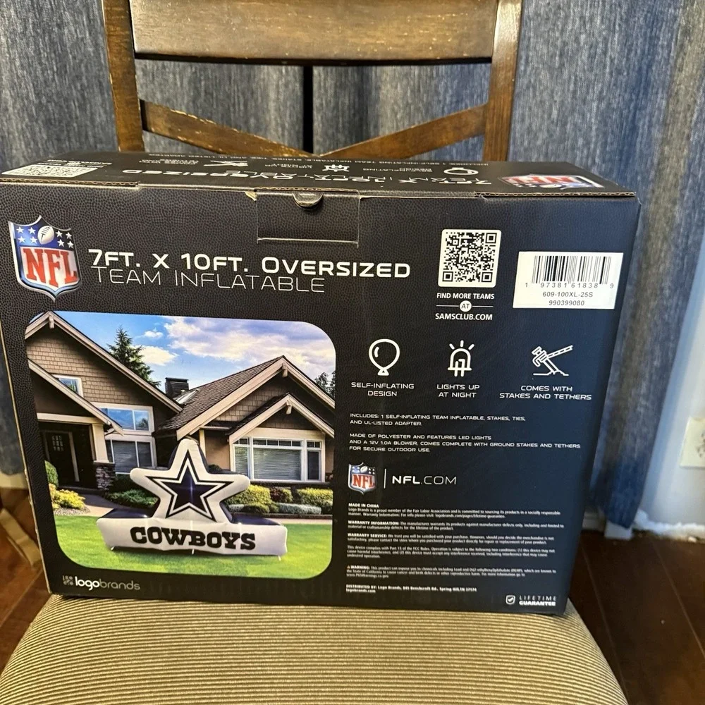 NFL Dallas Cowboys Inflatable 7ft. X 10ft. Oversized Football Decor NEW LightsUp